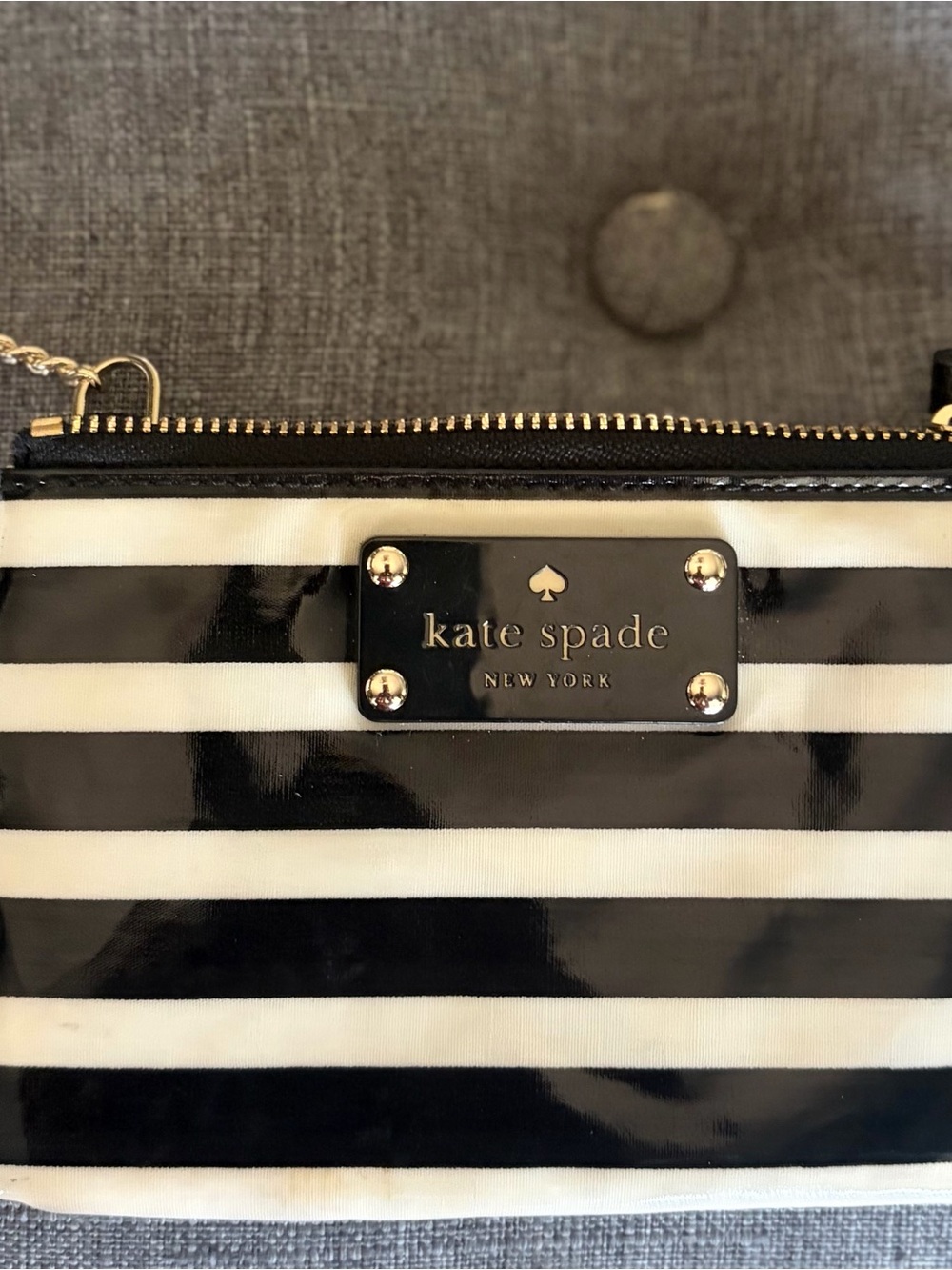 kate spade Black and White Striped Coin Purse/Card Carrier